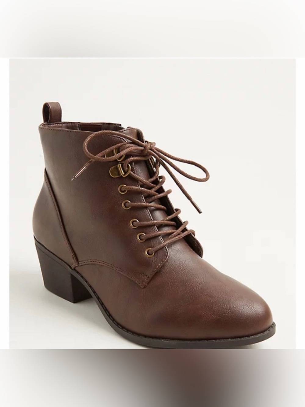 Torrid Brown Lace Up Pointy Bootie